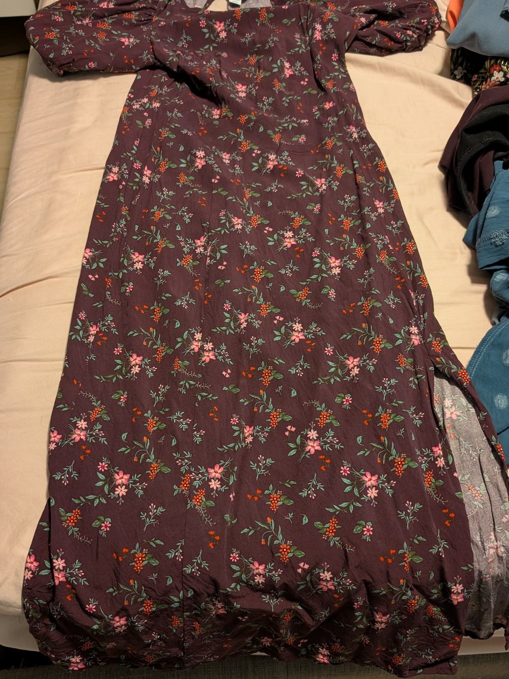 Old Navy Maroon Floral Maxi Skirt